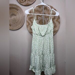 SHEIN Light Green Floral Midi Dress